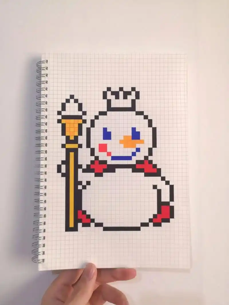 像素画:蜜雪冰城-雪王 网格本:b5