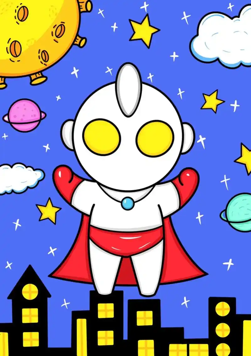 小学生奥特曼简笔画教程,奥特曼创意绘画 - 抖音