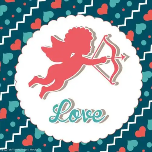 心形与爱神丘比特剪影