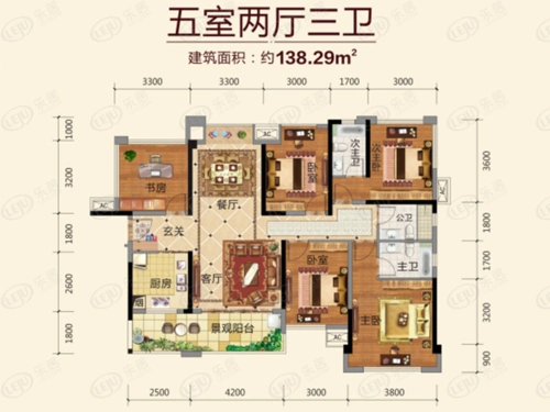 16 在售 主力户型动静分离干湿分离户型方正 5室2厅3卫居室