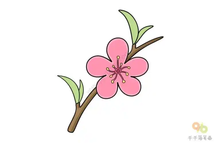 桃花花苞简笔画步骤图