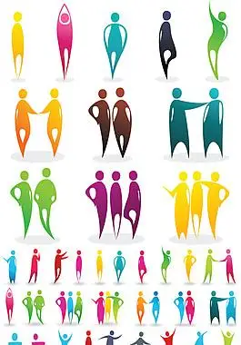 彩色人形动态标志矢量素材