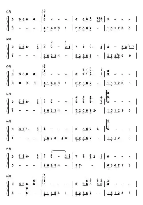 贝加尔湖畔c调双手简谱乐谱