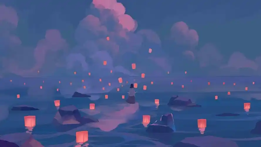 治愈系简约意境手绘插画桌面壁纸