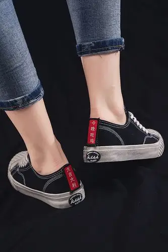 春季复古港风chic女韩版学生原宿风做旧帆布鞋ulzzang