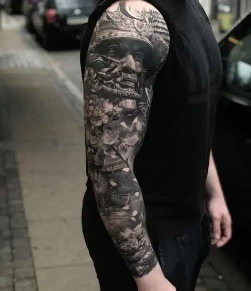 上海由龙纹身分享写实风格的花臂纹身图案欣赏