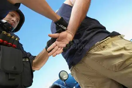 警察对天空逮捕罪犯照片