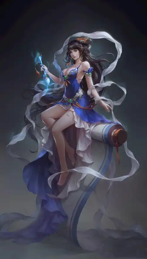 2k手机插画中国风古装3d古风美女卷轴画超高清壁纸 - 国产动漫 - h128