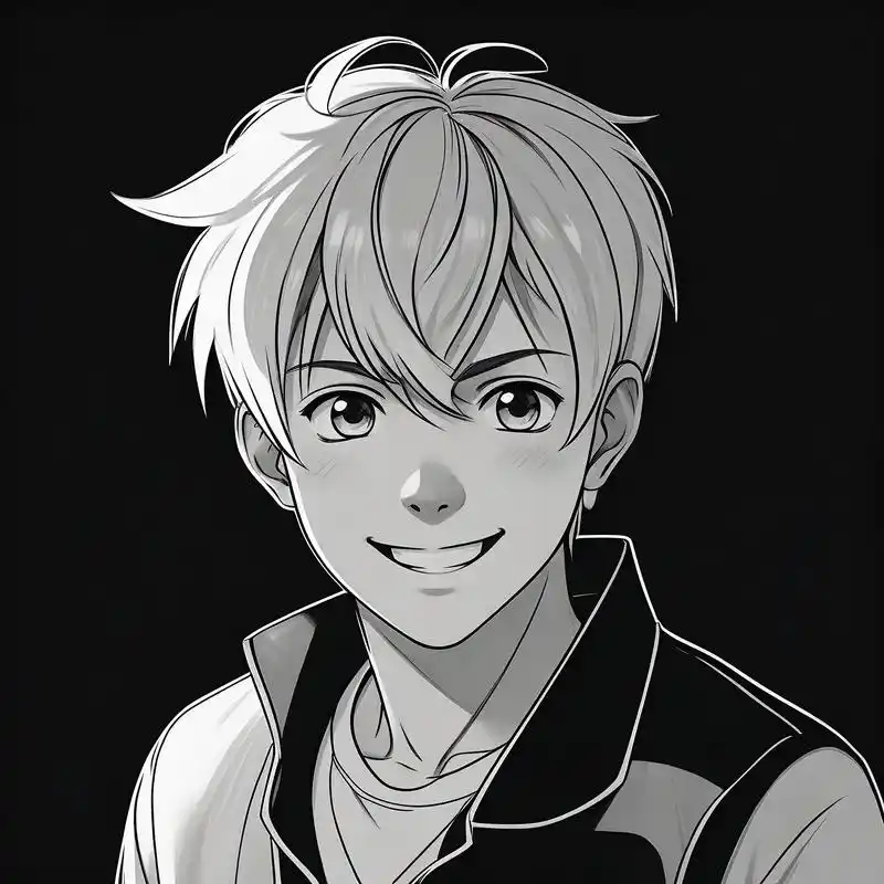 96黑白手绘·动漫男生头像 探索黑白艺术的魅力,我为你手绘了一组