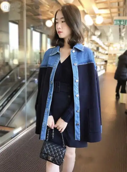 法国sd拼色牛仔衣短款外套s家2019春夏新款休闲百搭女上装g30073e