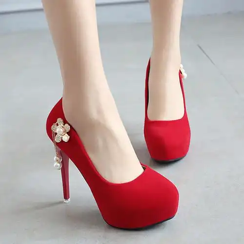 高跟鞋女细跟防水台 圆头12cm_高跟鞋女细跟防水台 圆头12cm折扣优惠