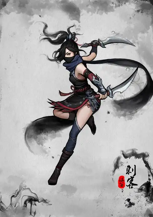 水墨风-女刺客|插画|游戏原画|沐笛vs - 原创作品 - 站酷 (zcool)