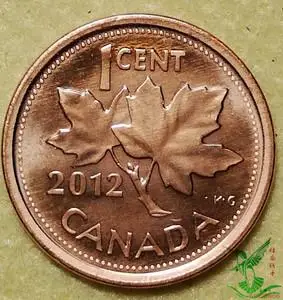 加拿大2012年1分 无磁版 19mm 枫叶 女王 外国硬币钱币外币收藏31