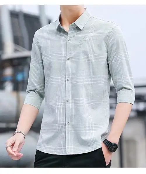 翻领休闲衬衫男士2024新款夏季薄款潮牌日系宽松短袖衬衣服451 - 17网