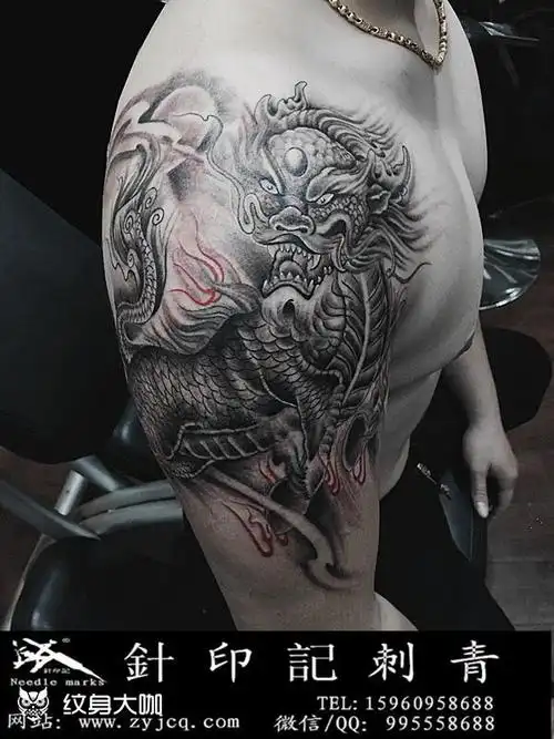 麒麟臂_纹身图案手稿图片_胡宇的纹身作品集