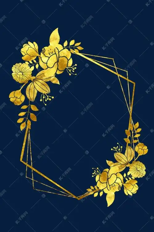 金色花朵金线边框素材图片免费下载-千库网
