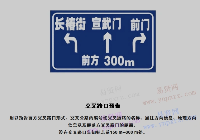 交叉路口预告标志