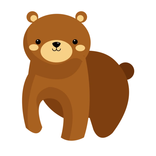 q版动物棕熊插画卡通可爱图片