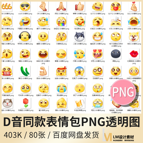 某音同款自带emoji表情包图像png透明免抠图扣素材可爱卡通素材