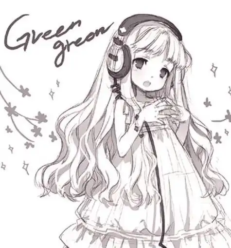 二次元呆萌少女简笔画