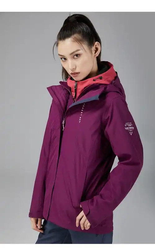探路者冲锋衣女款户外三合一冲锋外套抓绒内胆秋冬新款户外旅行衣三防