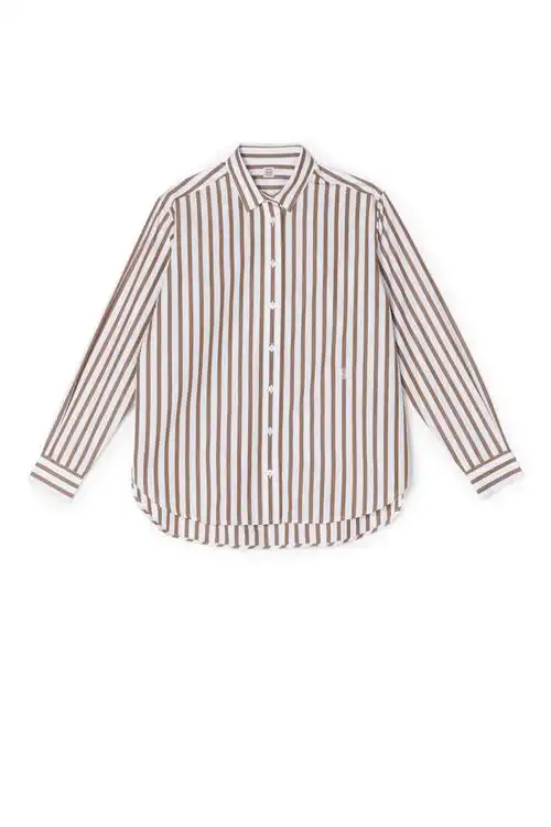 toteme 20ps 白底红褐条纹capri衬衫