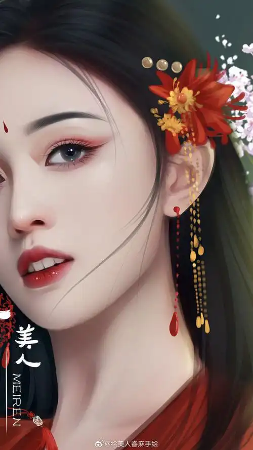 手绘##吴宣仪首张个人ep##2020饭制大赏##一袭红衣尽风华的古装美人