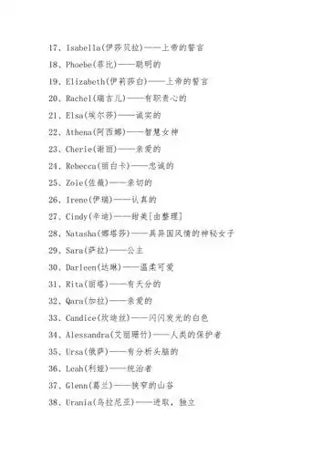 独特罕见的女生英文名精选200个