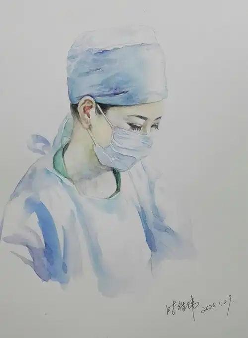 《白衣战士》时继伟 水彩画.jpg