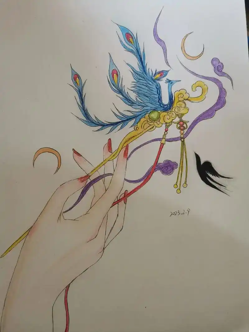 古风插画临摹练习.#自学画画 #临摹手绘 #画画其实很简单  - 抖音