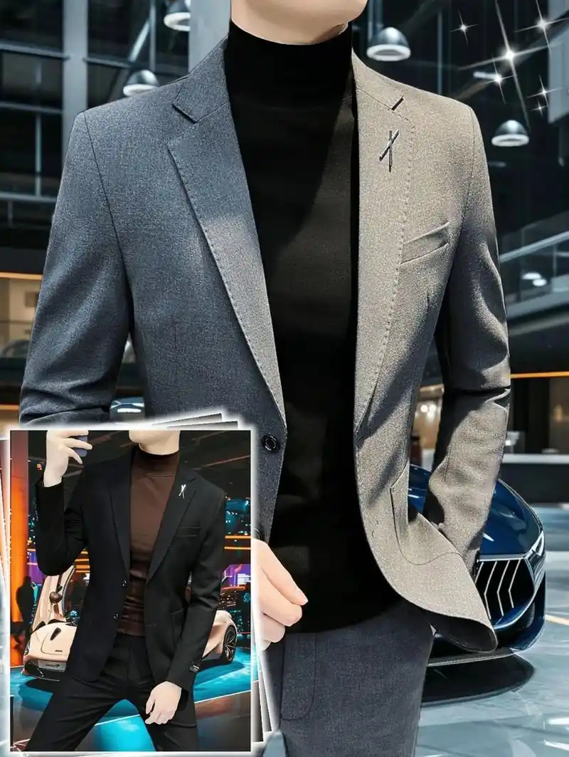 衣柜必备款~男士高级感西装男商务正装!这款春季2024新款韩 - 抖音