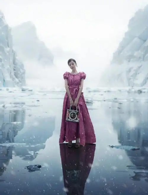 迪丽热巴玫红色公主风造型