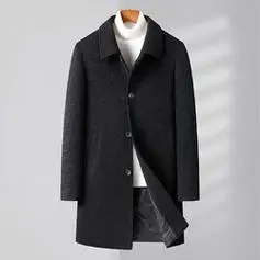 疏赞男士风衣中长款呢子大衣男韩版潮流毛呢外套