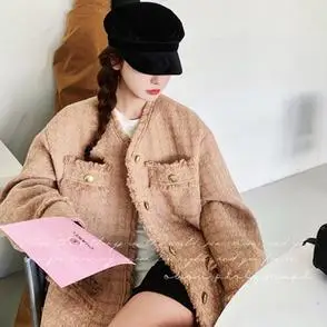 含羊毛奶油小香风短外套女外套女外套春秋香风小外套女款外套春秋