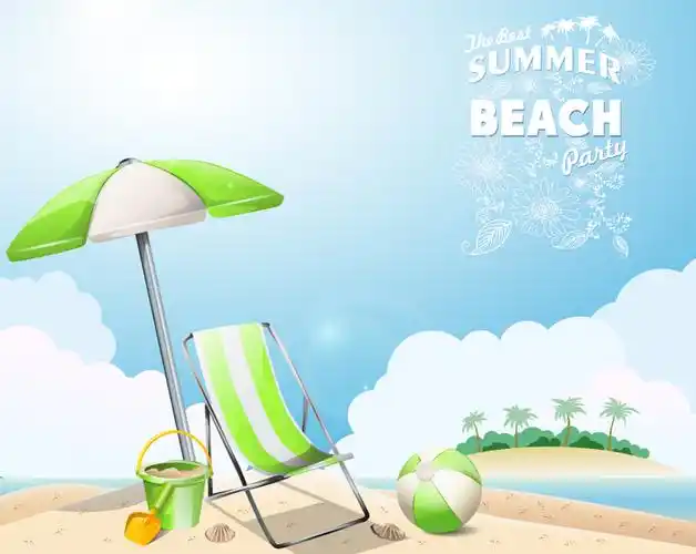 清新夏季度假背景矢量素材