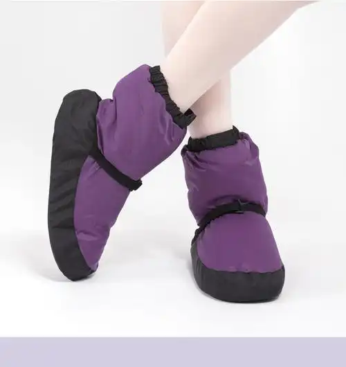 冬季舞蹈鞋芭蕾舞蹈鞋练功鞋儿童舞蹈棉鞋保暖鞋舞蹈保暖鞋套女紫色
