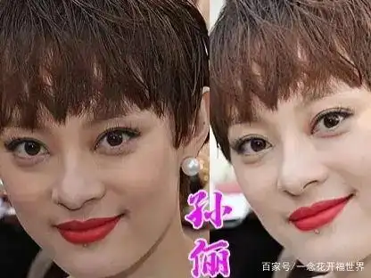 图一,孙俪底子还是不错的,美白滤镜,加拉长了下颚线.