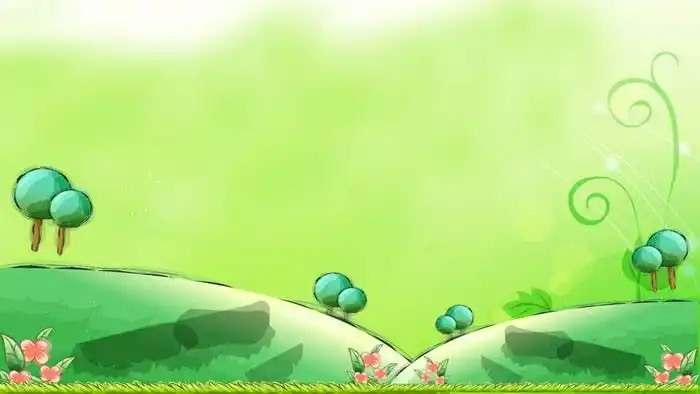 三张绿色卡通ppt背景图片