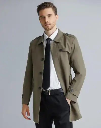 【防风挺括&条纹里衬】24春季男士翻领风衣通勤百搭外套