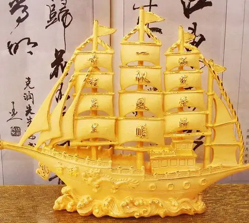 工厂直销 一帆风顺摆件 帆船 绒沙金摆件 批发可定制lolg