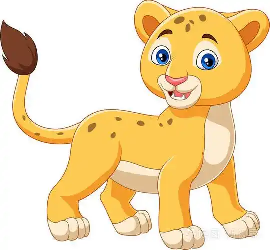 孤立在白色背景上的卡通小狮子