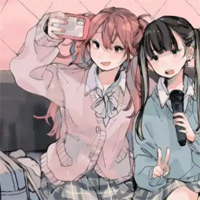 二人日系动漫可爱好看的闺蜜头像 ins风日系稀有的姐妹头像图片