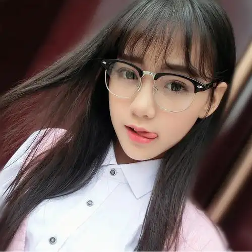 可配近视修脸型防蓝光紫外线半框复古米钉眼镜眼镜框半框架平光镜