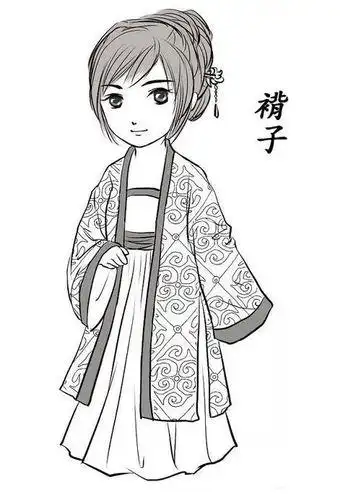 汉朝女子服饰的简笔画