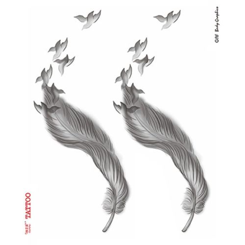 格艾菲羽毛纹身贴防水女创意飞鸟图腾逼真个性刺青贴纸