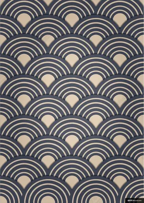 线条海浪传统画法吉祥图案矢量海报