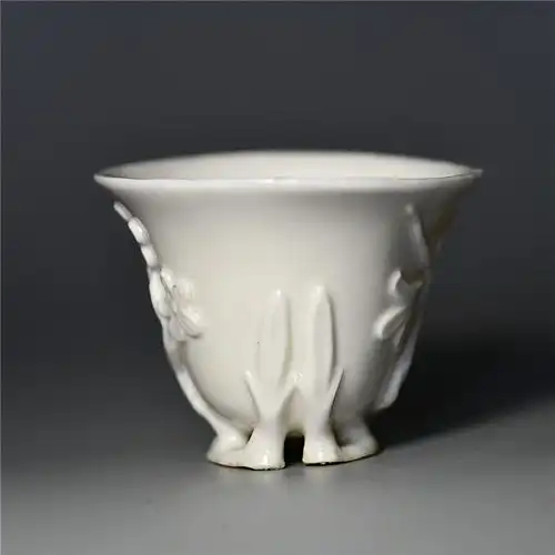 游此斋 明代德化梅花杯玻璃杯花茶杯杯具古董德化白瓷明代德化杯真品