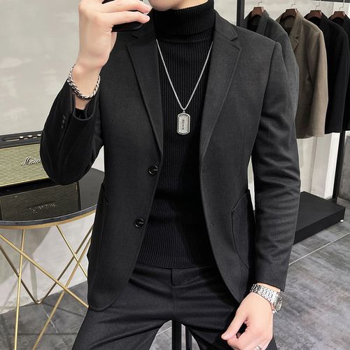 适合过年回家相亲穿加厚星空呢西服男商务休闲呢子西装外套dx2202