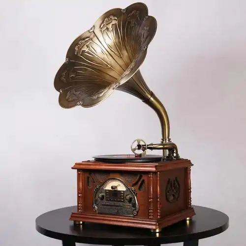 华携留声机复古实木黑胶唱片机lp老式cd机蓝牙音响低音炮电唱机