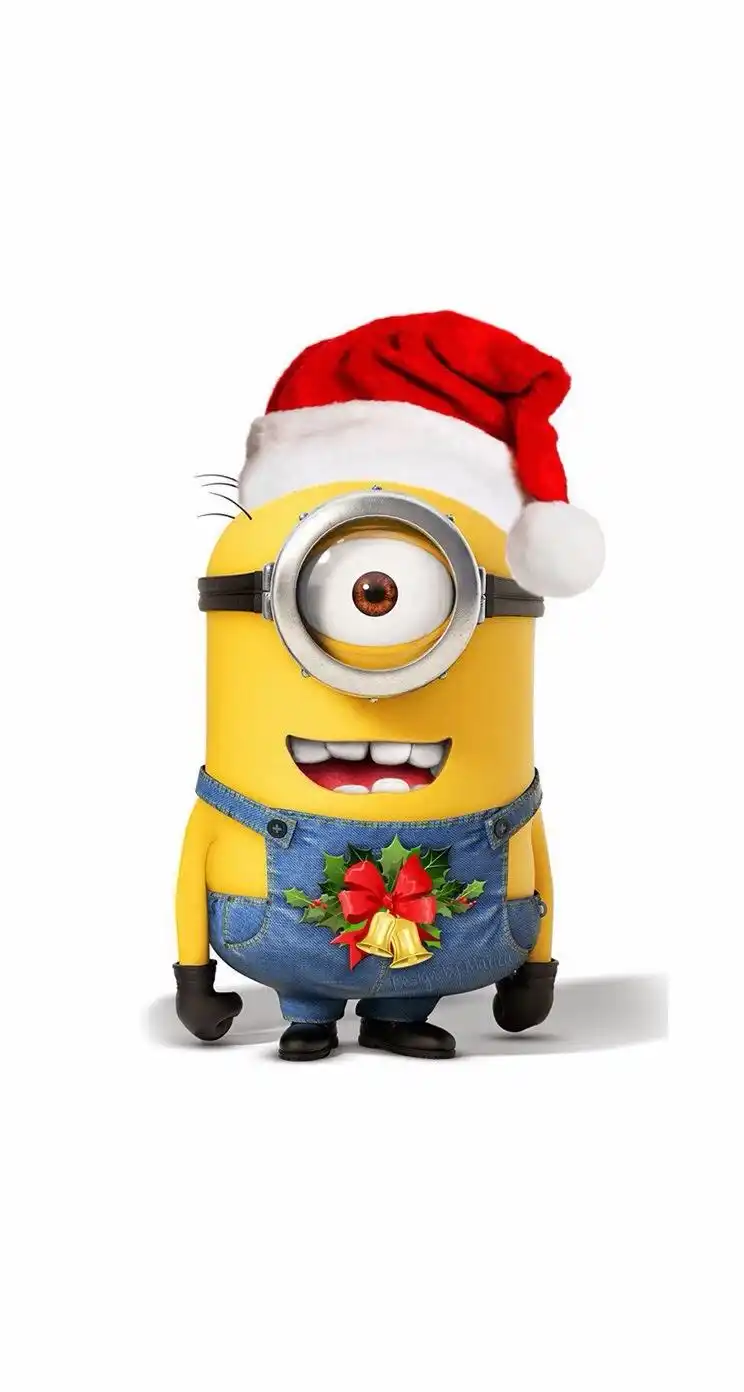 小黄人圣诞节送礼高清手机壁纸744*1392-卡通-手机壁纸下载-美桌网